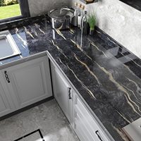 Papiers peints modernes à peler et à coller en marbre noir et or Comptoir en PVC auto-adhésif imperméable pour table d'appartement, de cuisine et de salle de bain