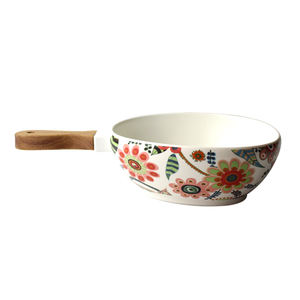 Bol en céramique pour dîner riz fruits légumes, salade, soupe petit déjeuner nouilles, Ramen gâteaux mélangeur service, couverts à manche en <span class=keywords><strong>bois</strong></span> - Product Image 2