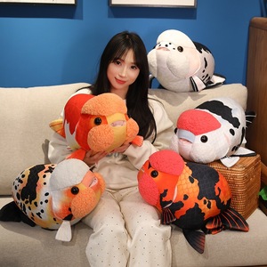 Jouets en peluche Poisson Rouge de simulation, adorables et apaisants, modèles Poisson Ranchu Noir, animaux en peluche, animaux nageurs, mascottes, coussins décoratifs, cadeau - Product Image 3