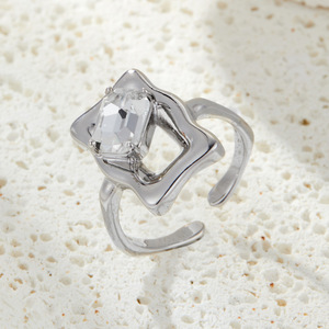 Hollow Geometric Open <b>Ring</b> Prong Setting <b>Adjustable</b> Index Finger <b>Ring</b> Gift - Product Image 4