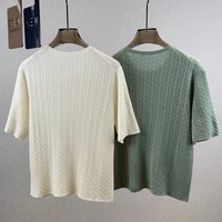 Pull en tricot fin à col rond rétro pour l'été, haut uni à manches courtes et coupe ajustée pour femmes