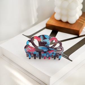 CANYUAN – Pinces à cheveux unisexes en acétate ajouré, motif multicolore imprimé UV, bord ondulé mignon, pince créative personnalisable - Product Image 1