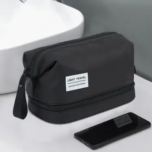 Custom Folding Toiletry Case Tragbare Double Layered Men Wash Kultur beutel Travel Cosmetic Bags