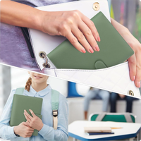 Reliure à 6 anneaux en cuir PU A5 A6 - Carnet à 6 trous avec porte-cartes pour usage personnel