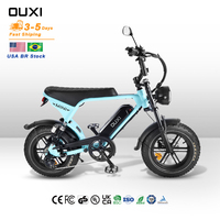 Vélo électrique mini fat bike OUXI V8 36V 10.4Ah avec batterie intégrée dans le tube diagonal, moteur 250W, idéal pour la plage et le plaisir, avec éclairage nocturne