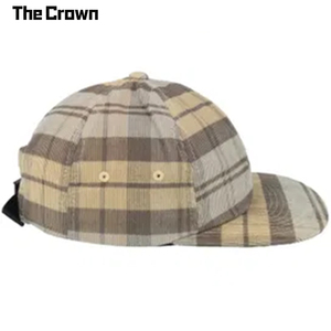 Custom Logo 6 Panel Structured <b>Flat</b> Brim <b>Cap</b> Wholesale Bulk Plaid Checkered Hat With Golden Crown Manufacturer - Product Image 5