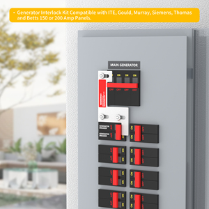Kit de Panel de Controlador de <span class=keywords><strong>Generador</strong></span> Profesional de 150-200 Amperios con Interruptor de Bloqueo, Espaciado de 1-1/4 Pulgadas Entre el Interruptor Principal y el de Ramificación - Product Image 6