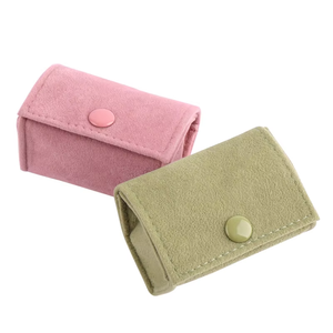 Boîte de rangement pour bijoux en feutre de couleur pastel, fermeture à bouton rectangulaire, design portable et mignon pour conteneur à bijoux - Product Image 5