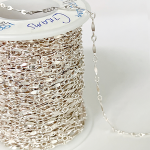 Cadena de Barra Abollada de Plata de Ley <span class=keywords><strong>925</strong></span> de Alta Calidad por Metros a Granel para Mujer para Fabricación de Joyería de Moda DIY - Product Image 3