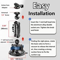 Support de ventouse pour caméra avec rotule et bras magique Composite Twist-Lock pour pare-brise ou fenêtre de bateau de voiture