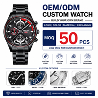 Montre à quartz NIBOSI 2375 personnalisée pour homme, bracelet en acier, affichage du calendrier, aiguilles lumineuses, étanche, OEM ODM