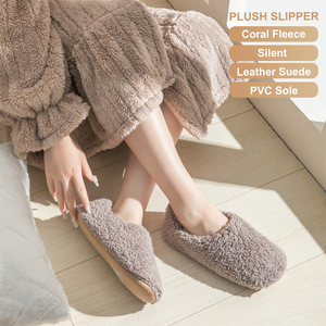<span class=keywords><strong>Chaussons</strong></span> <span class=keywords><strong>d</strong></span>'hiver pour femmes et hommes, doux et chauds, en peluche, silencieux, adaptés au sol, à bout fermé, en polaire corail, pour <span class=keywords><strong>appartement</strong></span>, hôtel, maison - Product Image 1