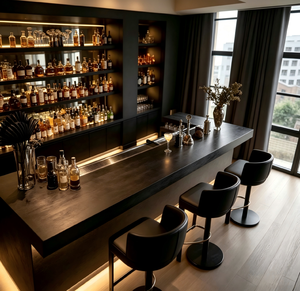 Comptoir de bar moderne de luxe et vitrine à vin |   Aménagement intérieur personnalisé pour bar à cocktails et conception clé en main de boutique de bar - Product Image 2