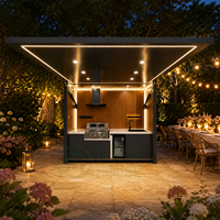 Cocina Exterior Prefabricada con Toldo Plegable para Eventos y Cenas en el Patio Trasero