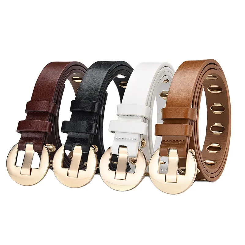 WDD104 Women Fashion Hollow PU Leather Belts Simple All Match Students Belts Trend Personality Jeans Belt