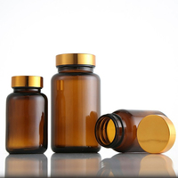 Bouteilles en verre vides avec bouchon à vis en aluminium doré, ambre chimique, 60 ml, 75 ml, 120 ml, 150 ml, 300 ml, 400 ml, 500 ml