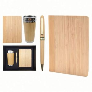 Ensemble cadeau de carnet de notes de luxe personnalisé A5 en bambou écologique durable 2025 avec stylo et tasse d'affaires, logo personnalisé - Product Image 1