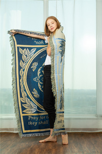 Bán buôn quẻ trăng thiết kế bông và polyester ném chăn sofa Bìa dệt tấm thảm với tua - Product Image 5