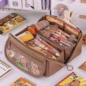 Aksesoris Sekolah Tas Pensil Kanvas Tebal Bergaya Sederhana Tempat Pensil untuk Anak Perempuan - Product Image 4