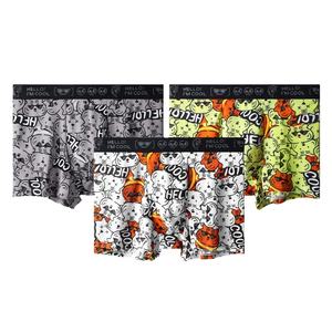 Caleçon Boxer Tricoté pour Homme en Soie Glacée, Taille Mi-Haute, Imprimé Chat Amusant en Maille, Antibactérien, Respirant, Séchage Rapide - Product Image 1