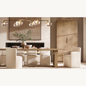 Tavolo da Pranzo RH Moderno in Rovere Americano con Base a Cavalletto Angolata, Grande Tavolo da Cena, Lussuoso Tavolo da Refettorio in Legno Massello - Product Image 6