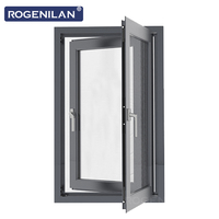 Ventanas de Aluminio con Doble Acristalamiento y Aislamiento Térmico Estilo Americano Rogenilan, Ventana Abatible de Vidrio Resistente al Viento para Casas