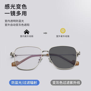 Gafas fotocromáticas Gm con bloqueo de luz azul, montura metálica, lentes planas de borde completo, gafas elegantes unisex para ordenador - Product Image 5