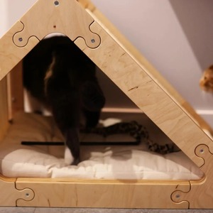 Lit superposé moderne et élégant en bois de pin à double couche, motif uni, fermeture à boutons, pour petits chiens et chats, maisons et meubles pour animaux de compagnie OEM - Product Image 3