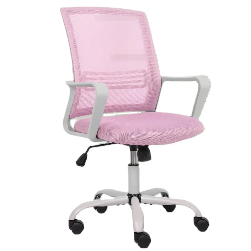 Modern Cheap Small Pink Ergonomic Mesh Office Chair PP Armrest Adjustable Height Swivel Desk Chairs