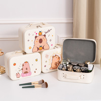 Trousse de Maquillage Imperméable Grande Capacité en PVC avec Fermeture Éclair, Motif Capybara Mignon, Boîte de Rangement pour Cosmétiques