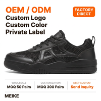 Vente en gros de baskets décontractées pour hommes avec logo personnalisé, marque privée, entièrement noires, en cuir artificiel, dessus en mesh, légères, tendance mode MD