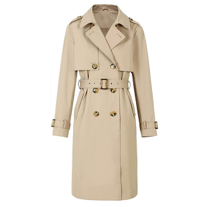 Vendita diretta <span class=keywords><strong>donna</strong></span> <span class=keywords><strong>Beige</strong></span> pelle di agnello Design fabbrica ODM/OEM scelta di qualità su misura 100% cotone <span class=keywords><strong>Trench</strong></span> in pelle - Product Image 3
