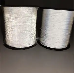 Filato di filo di poliestere grigio argento chiaro riflettente riflettente ad alta visibilità per etichetta riflettore ricamo