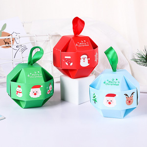 Boîtes cadeaux en papier créatives pour Noël, personnalisées pour chocolats, biscuits, gâteaux, pommes, avec ruban - Product Image 1