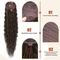 Queue de cheval longue ondulée en gros avec cordon de serrage, pinces moelleuses, fibres Kanekalon Futura haute température, extensions de cheveux doux pour femme