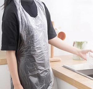 Disposable <b>Plastic</b> Bib <b>Apron</b> Waterproof Sleeveless for Cooking Cleaning Individually Packaged White - Product Image 6