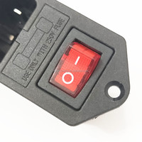 Conector de Alimentación CA AC-14-F16 10A 3 en 1 con Fusible, Interruptor Basculante y Pin con Orejeta para Montaje en PCB