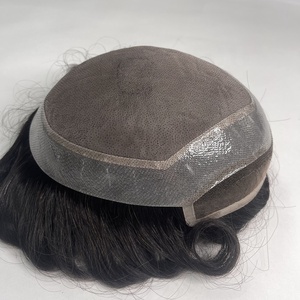 Tóc giả nam giả tóc thật Tóc giả nam tóc giả tóc giả tự nhiên cho người đàn ông da mỏng Brazil miếng tóc thay thế hệ thống - Product Image 2