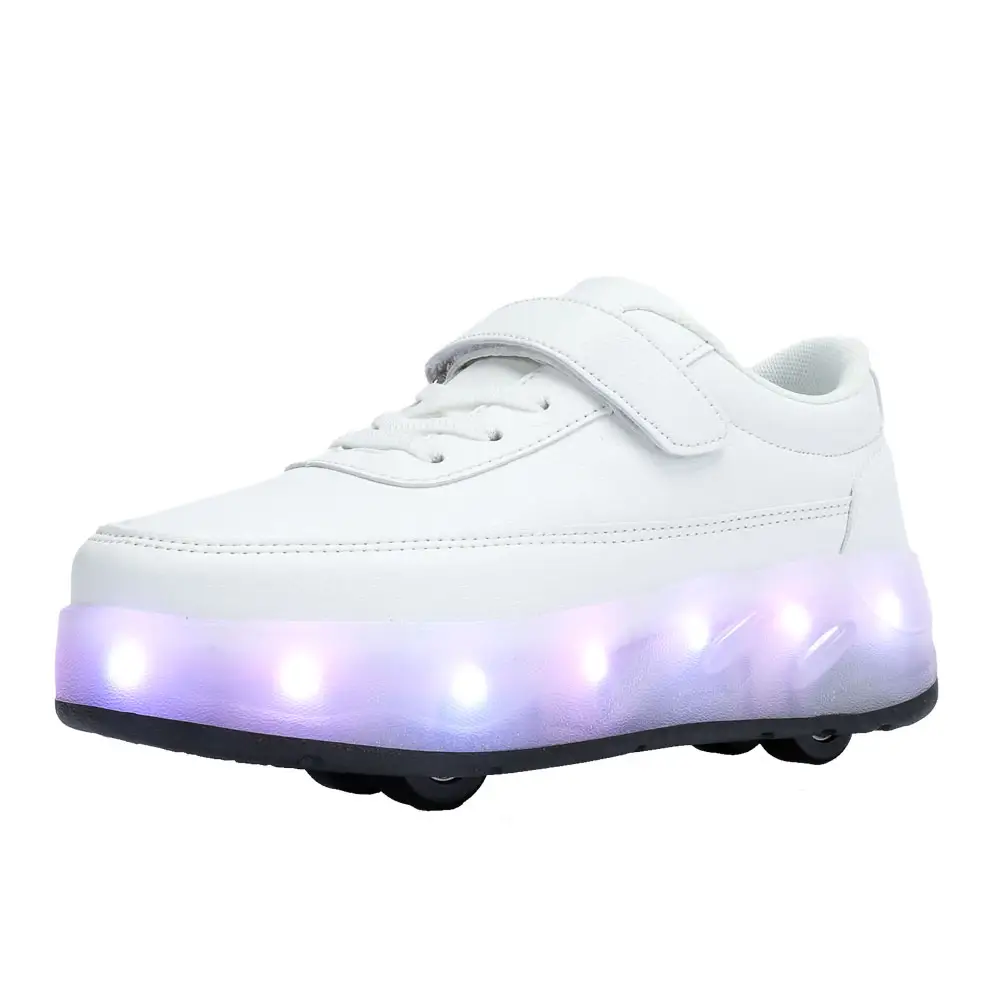 Trẻ em LED giày lăn với bánh xe có thể thu vào USB phí 7 màu sắc ánh sáng lên con lăn Sneakers cho cô gái chàng trai