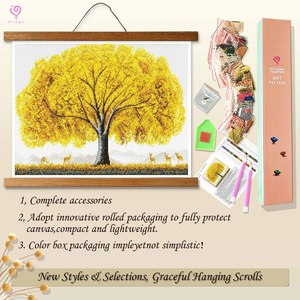 Kit de Pintura de Diamantes Golden Tree, Paisaje de Árbol Otoñal, Broca Redonda Impresa, DIY con Marco, Forma Rectangular - Product Image 4