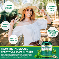 Suplemento Desodorante Corporal Natural al por Mayor para Control de Olores, Etiqueta Privada, Desodorante Corporal Completo, Cápsulas de Clorofila para Frescura