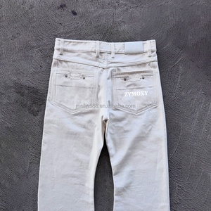 Vaqueros holgados de mezclilla selvedge blanca para hombre, diseño personalizado, corte holgado, pierna ancha de 14 pulgadas, corte bootcut sin rematar, pantalones salvaje, vaqueros streetwear - Product Image 4