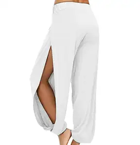Pantalones holgados de Yoga para mujer, calzas de cintura alta con logotipo personalizado, Hippie, harén, venta al por mayor