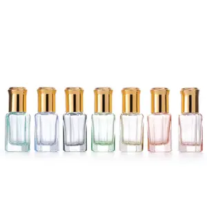 Fornecedor de perfume multicolorido mini rolo octogonal de 6ml por atacado em frascos de vidro com tampa dourada