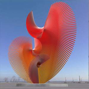 Grande sculpture élégante en acier inoxydable, style chinois, avec sculpture ajourée, pour parc, espace panoramique et place extérieure - Product Image 3