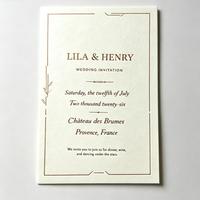 Carte d'invitation de mariage classique européenne gaufrée et imprimée numériquement, carte formelle pour invités de cérémonie et de banquet, taille personnalisée