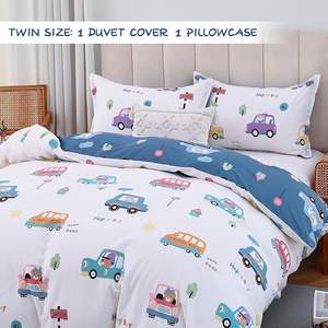 Ensemble <span class=keywords><strong>de</strong></span> <span class=keywords><strong>housse</strong></span> <span class=keywords><strong>de</strong></span> <span class=keywords><strong>couette</strong></span> pour enfants Twin Cotton Cartoon Car Truck Bedding Set for Boys Girls Comforter Cover Set - Product Image 4