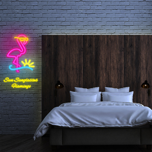 Neon <b>Light</b> Flamingo With Sun Design Multi Color Hanging Decoration For Home Wall Art - Product Image 3