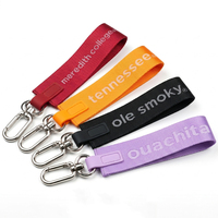 Lanière courte en nylon jacquard de haute qualité de 44 mm de large avec logo personnalisé, sangle de poignet avec grand crochet métallique et anneau plat pour clés
