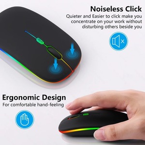 Souris sans fil unisexe 2.4G Bluetooth, conception ergonomique rechargeable pour utilisation sur ordinateur - Product Image 4